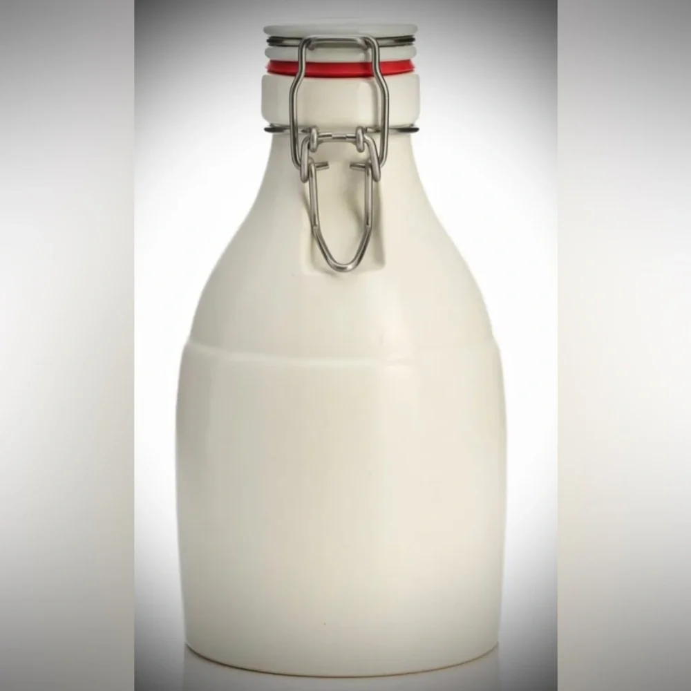 The Rare Barrel - Ambassador White Sprocket Growler Ceramic Hinge Top 32 Oz.